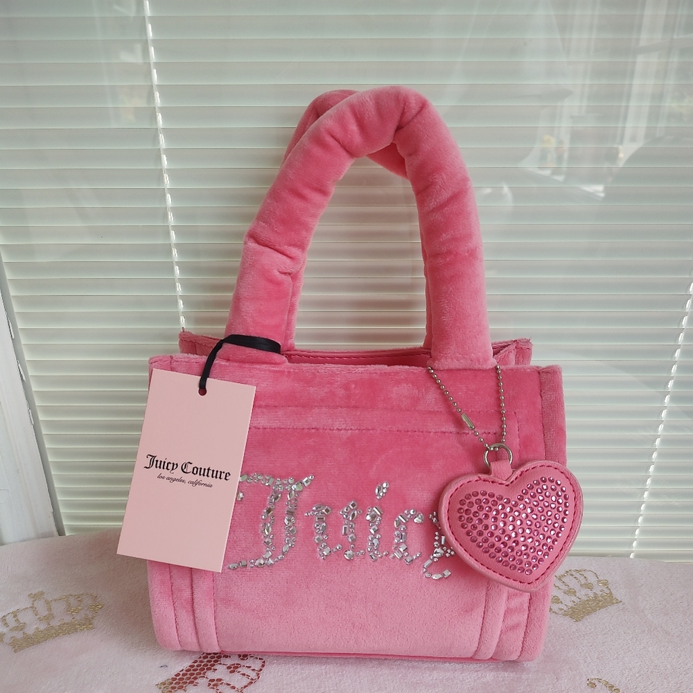 Juicy Couture MINI Hot Pink Heart Embellished Tote